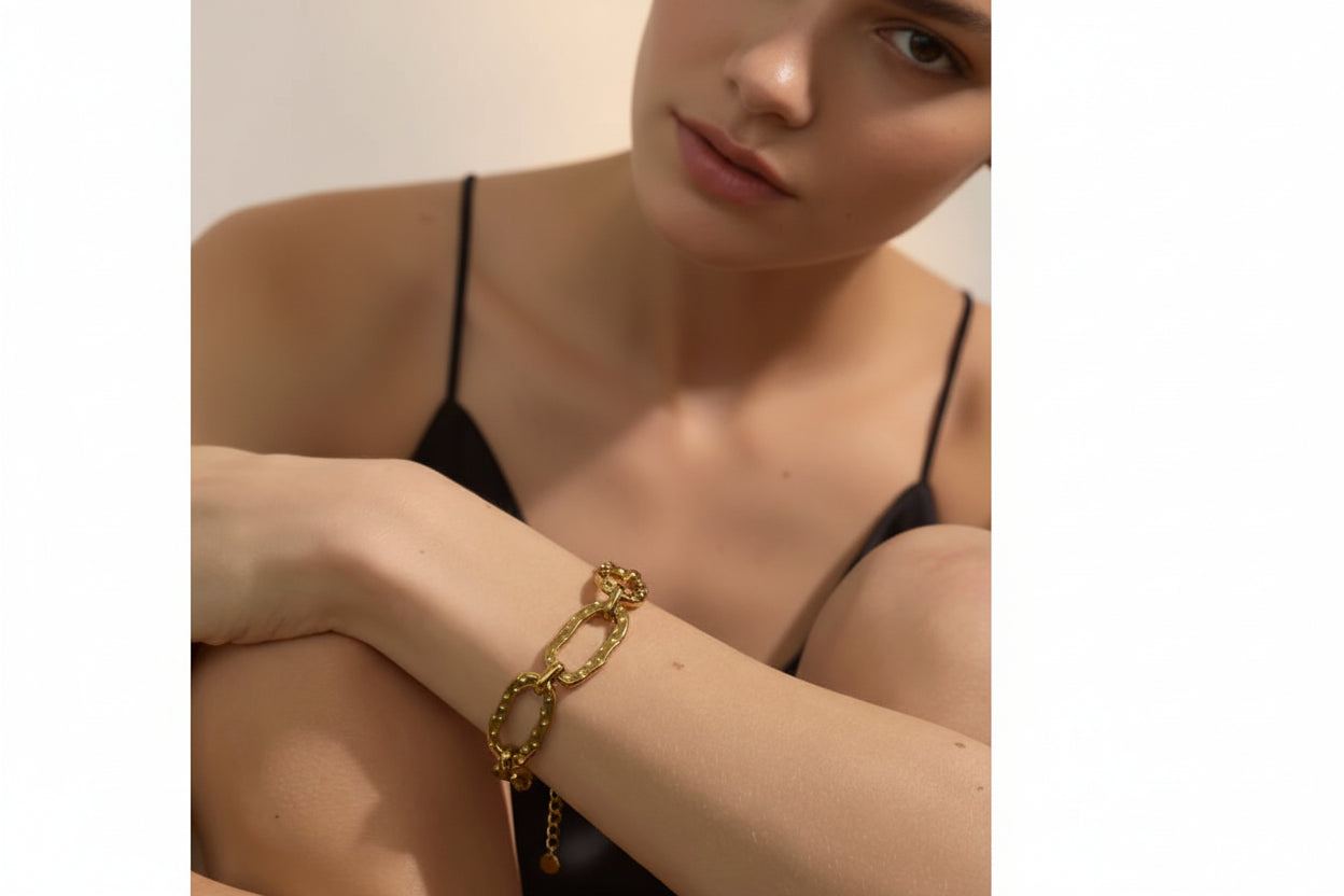 Waterproof Oval Link Gold Bracelet