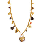 Resin Flower Heart Long Charm Necklace