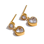 Luxe Petite Heart CZ Stainless Steel Earrings