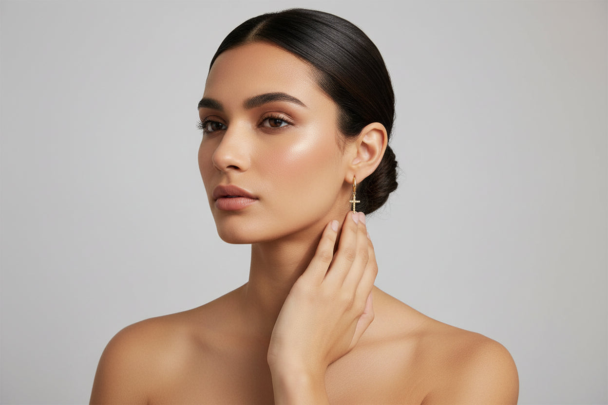 Lumi Cross Drop Earrings