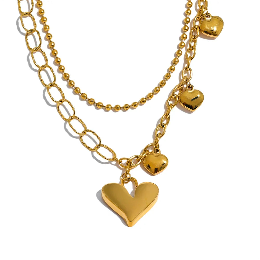 Golden Heart Layered Necklace