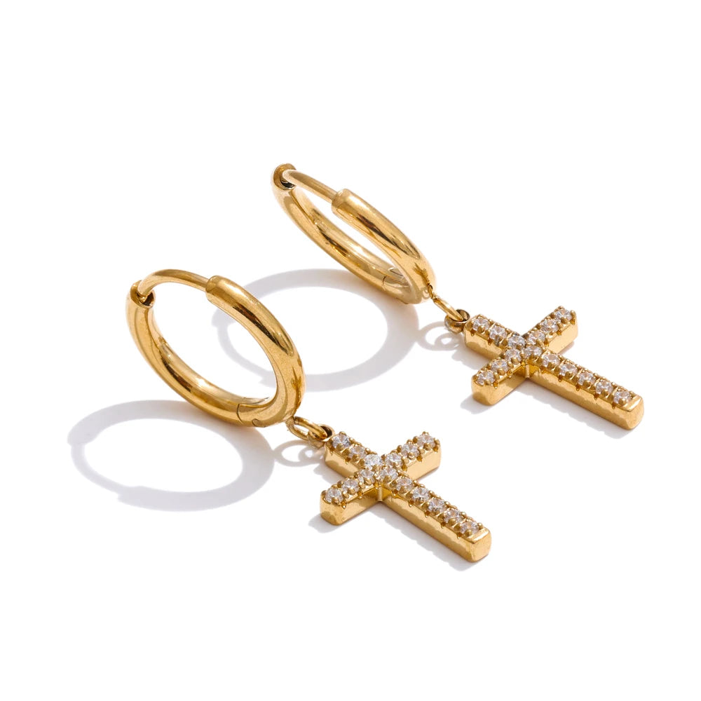 Lumi Cross Drop Earrings