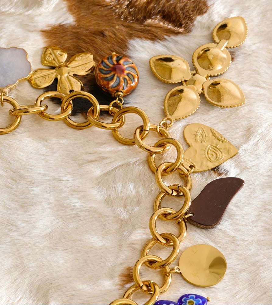 Golden Trinity Charm Necklace