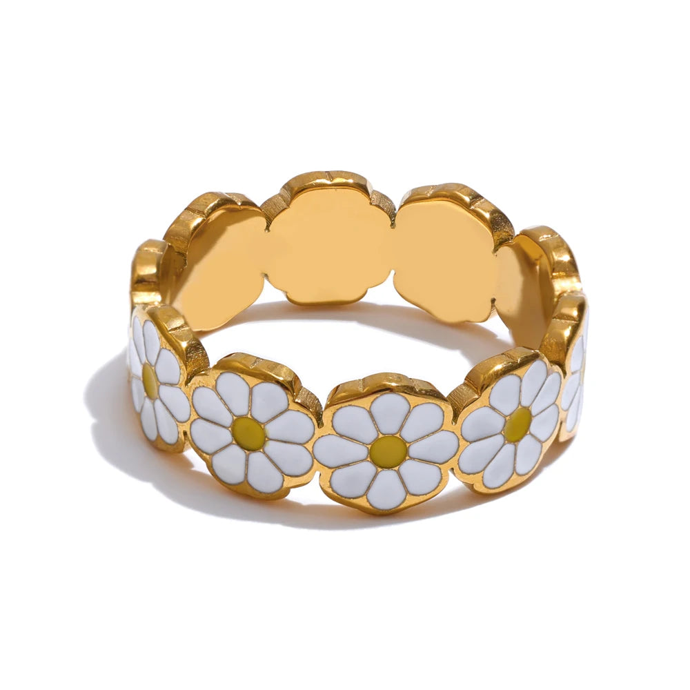 Golden Daisy Flower Fashion Ring