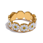 Golden Daisy Flower Fashion Ring
