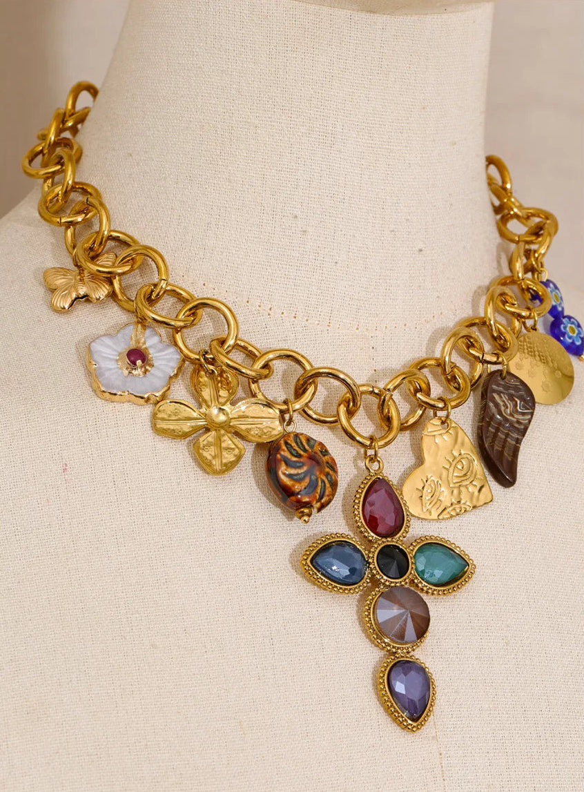Golden Trinity Charm Necklace