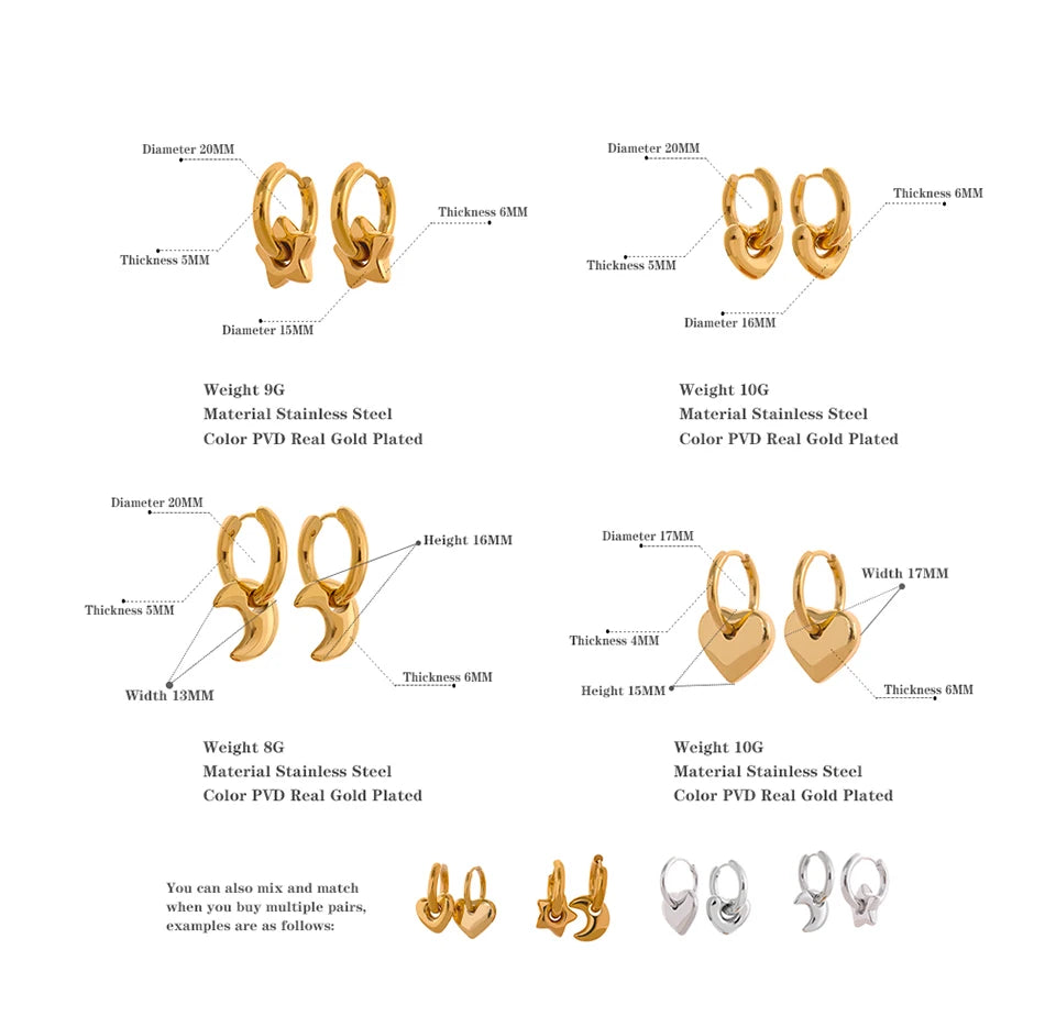 Celestial Trio Charm Hoops