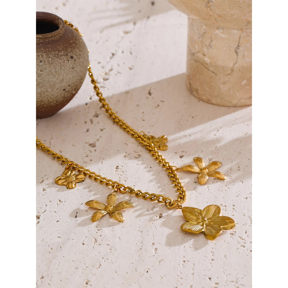 Shimmering Flower Drop Necklace