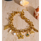 Golden Vintage Flower Drop Necklace