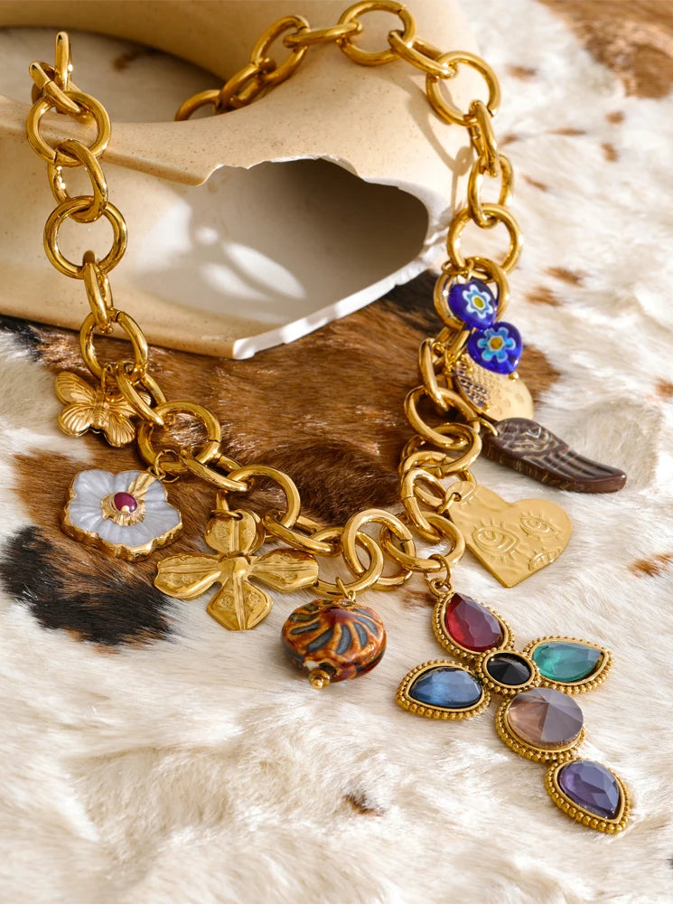 Golden Trinity Charm Necklace