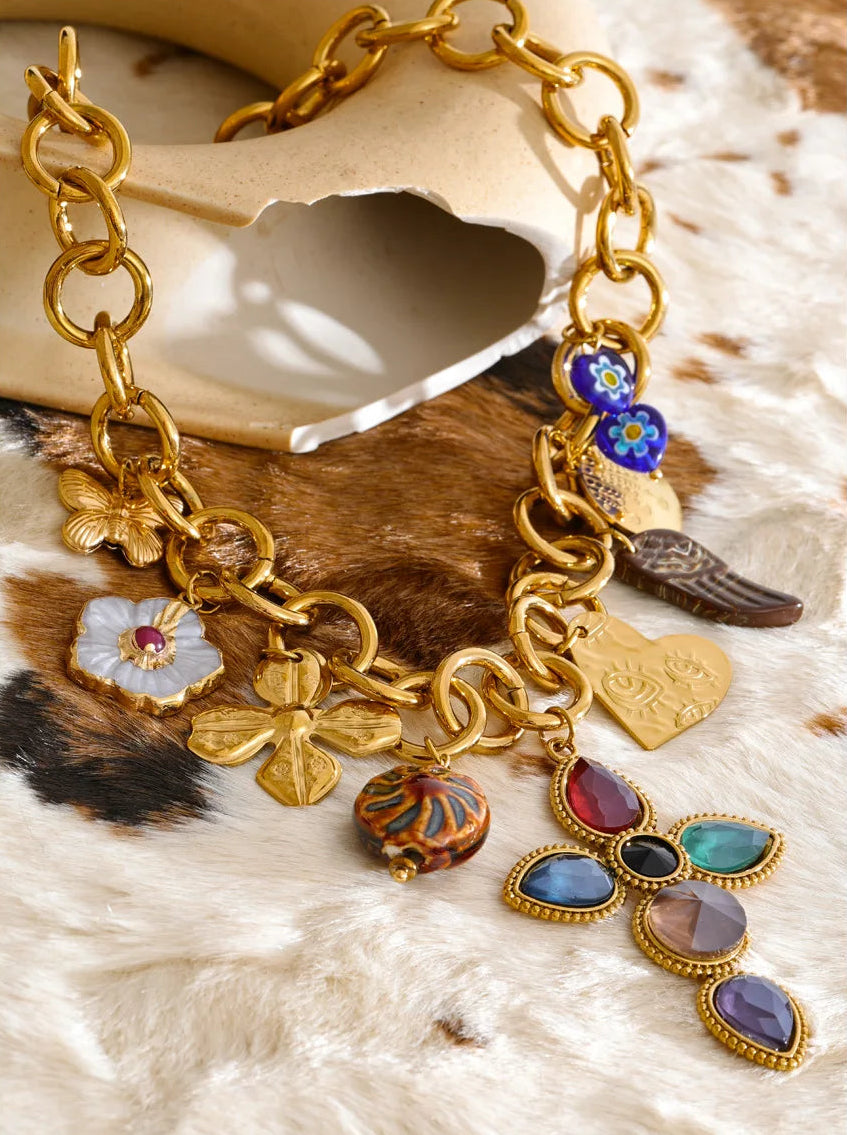 Golden Trinity Charm Necklace