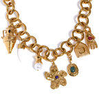 Golden Vintage Flower Drop Necklace