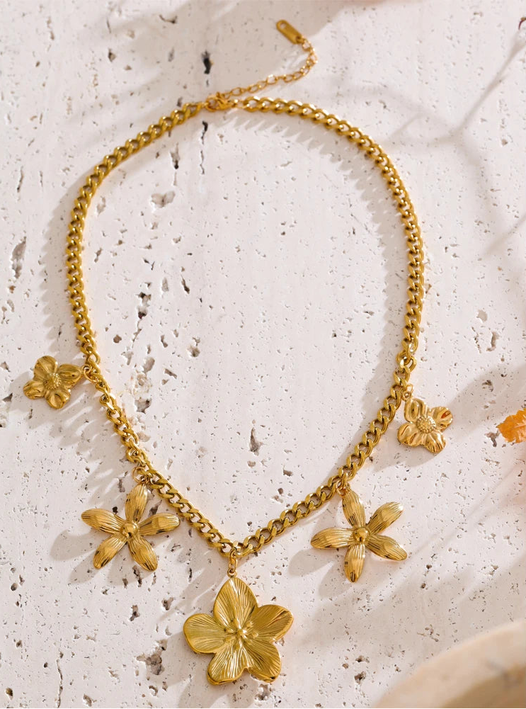 Shimmering Flower Drop Necklace
