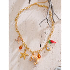 Golden Ocean Shell Dolphin Necklace