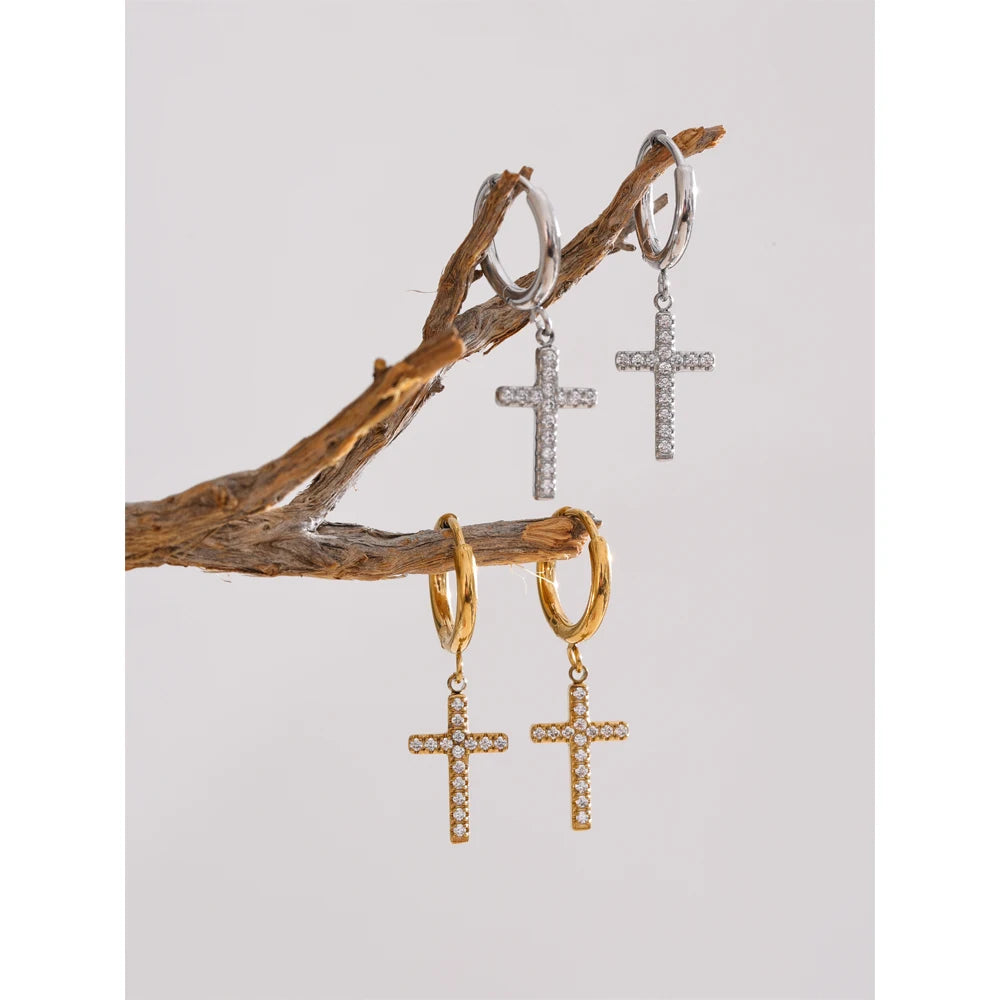 Lumi Cross Drop Earrings