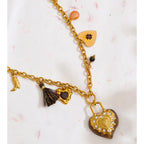 Resin Flower Heart Long Charm Necklace