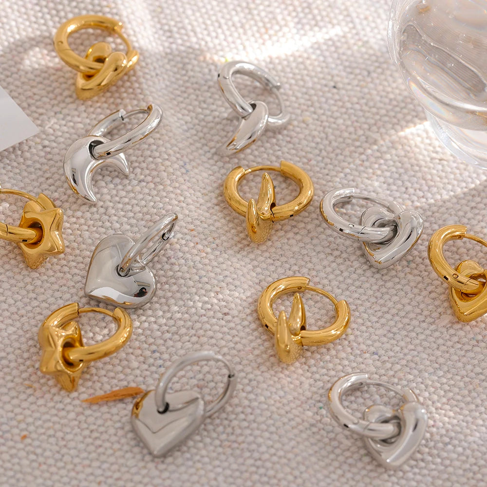 Celestial Trio Charm Hoops