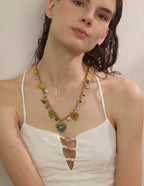 Exquisite Gold Heart Drop Charm Necklace