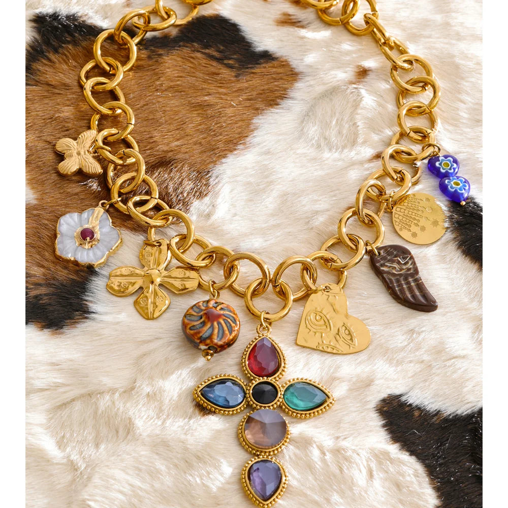 Golden Trinity Charm Necklace