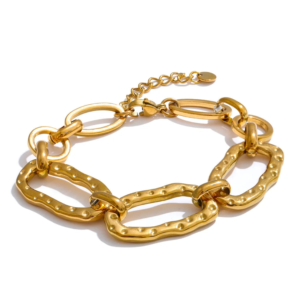 Waterproof Oval Link Gold Bracelet