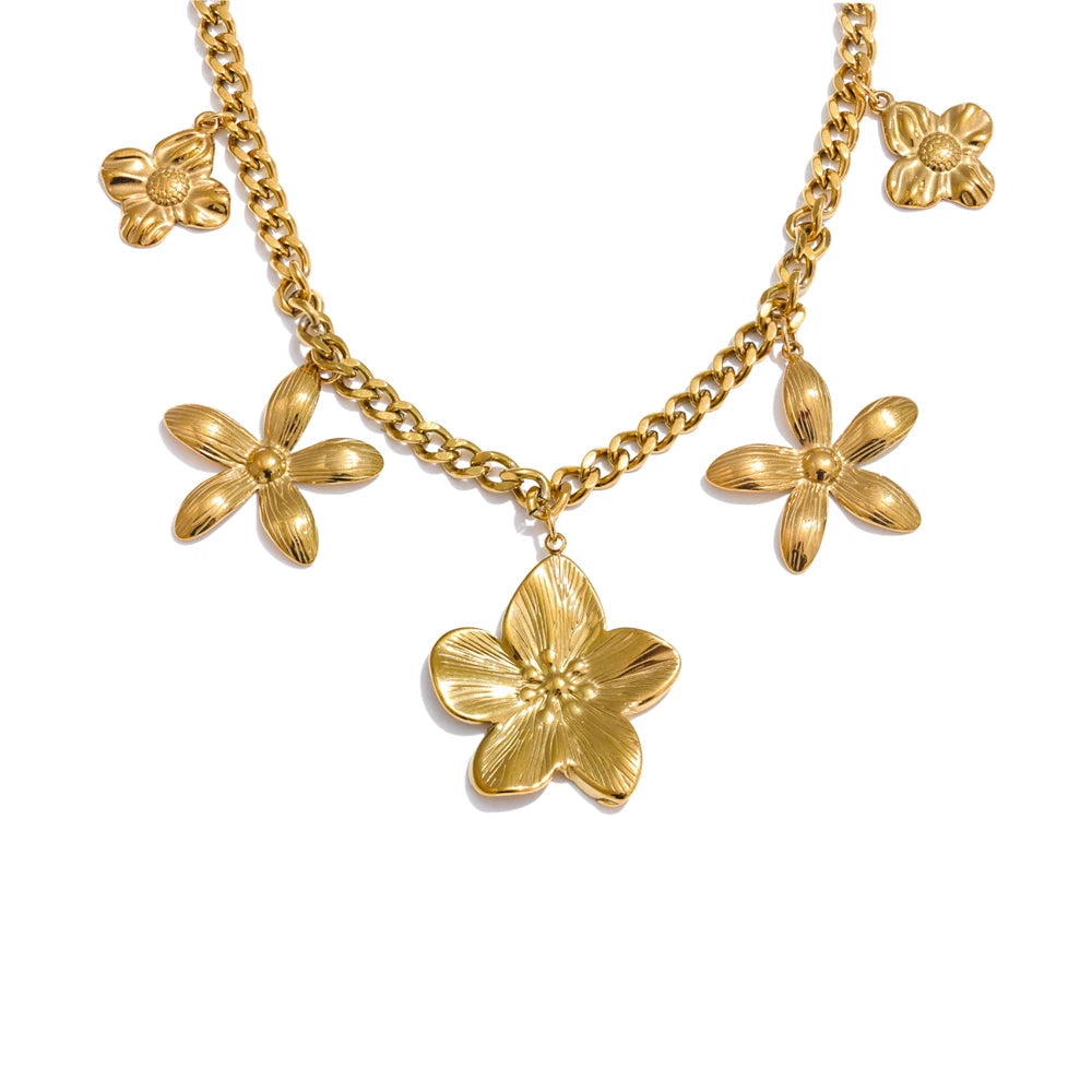 Shimmering Flower Drop Necklace