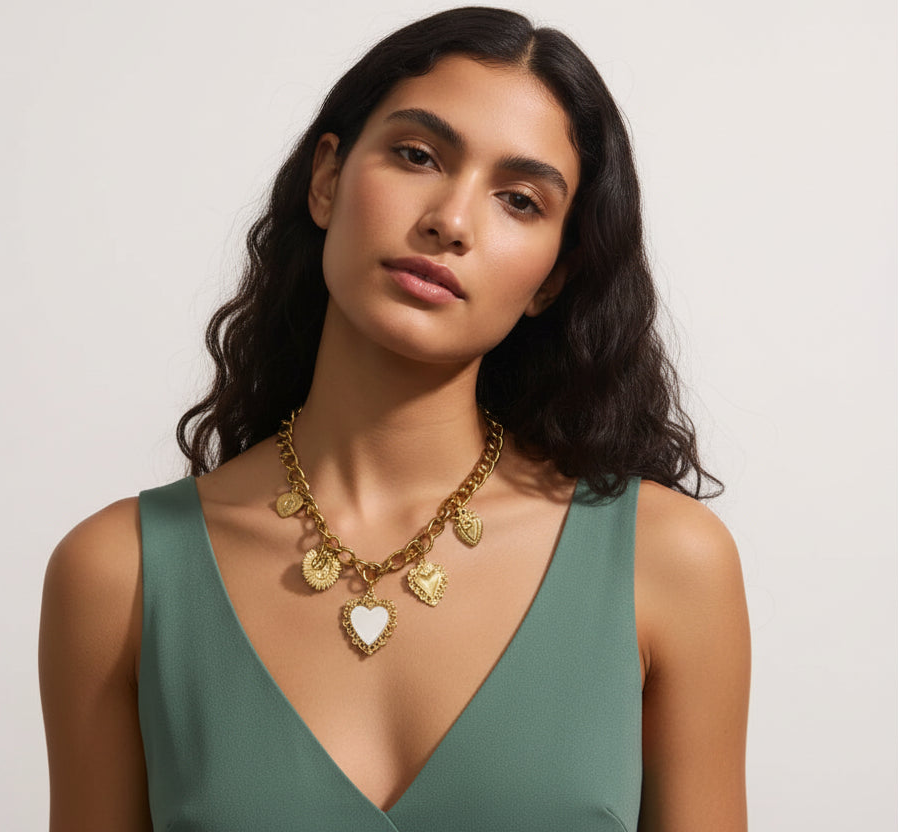 Celeste Heart Cuban Charm