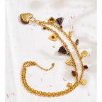 Resin Flower Heart Long Charm Necklace