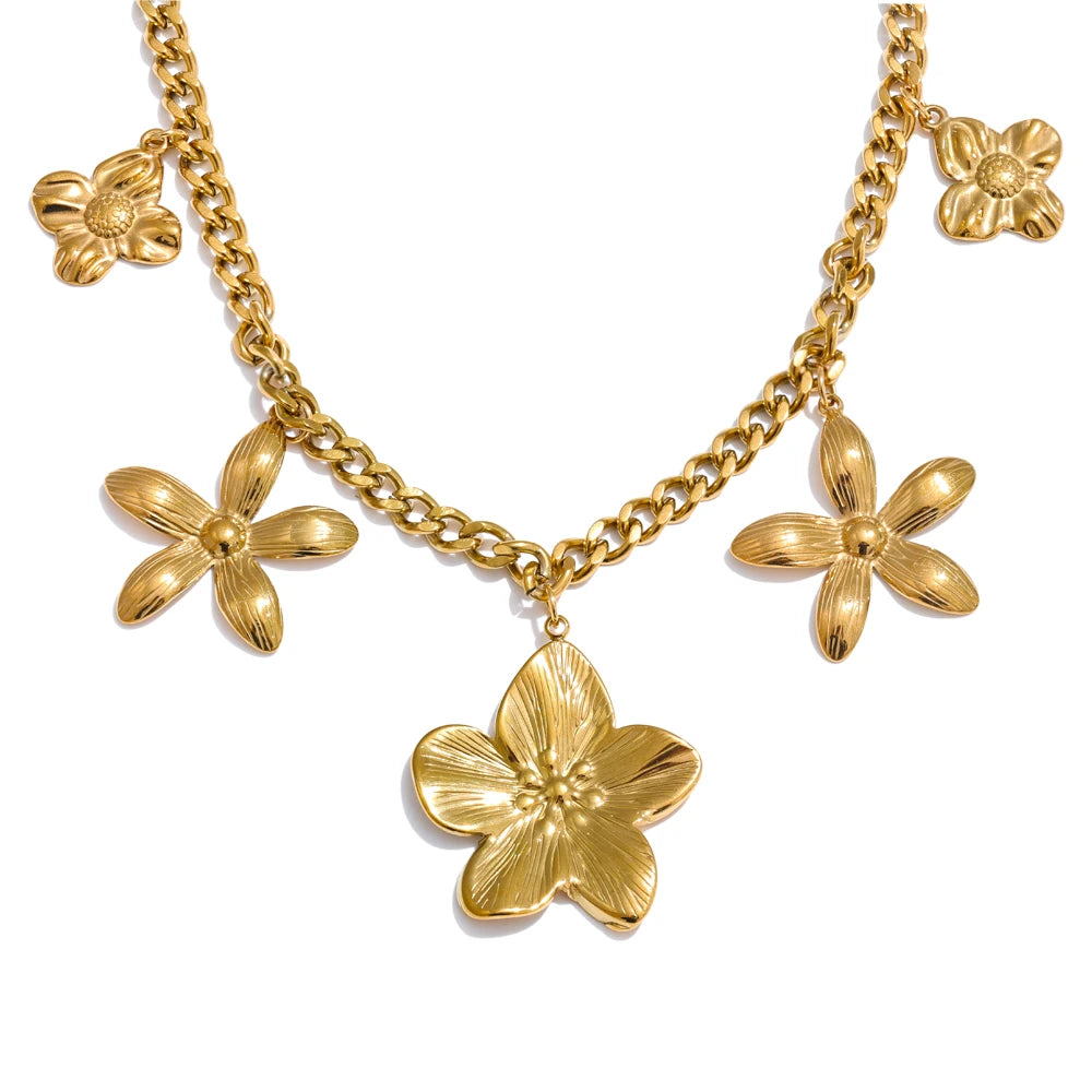 Shimmering Flower Drop Necklace