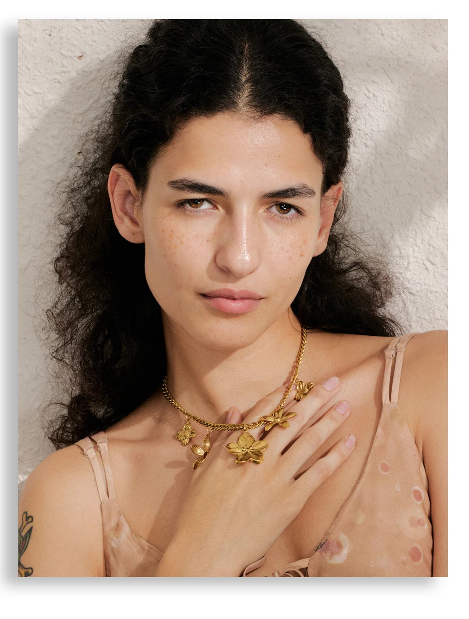 Shimmering Flower Drop Necklace