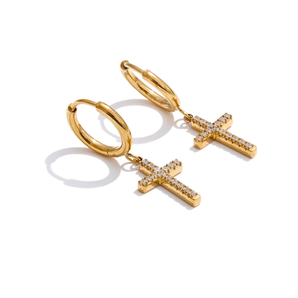 Lumi Cross Drop Earrings