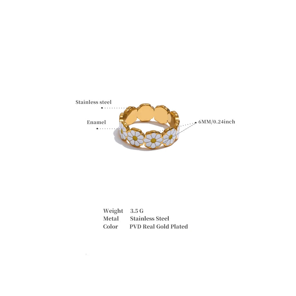 Golden Daisy Flower Fashion Ring