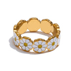Golden Daisy Flower Fashion Ring
