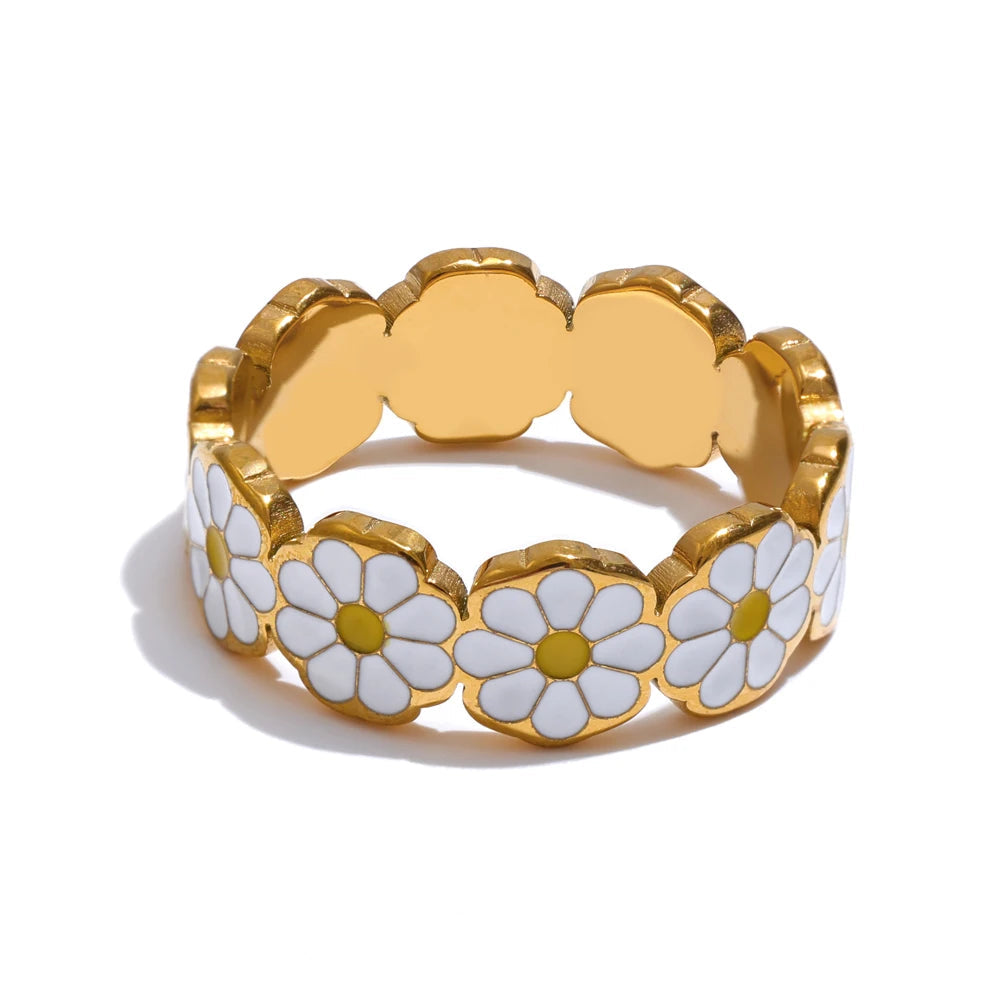 Golden Daisy Flower Fashion Ring