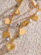 Exquisite Gold Heart Drop Charm Necklace
