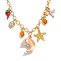 Golden Ocean Shell Dolphin Necklace