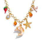 Golden Ocean Shell Dolphin Necklace