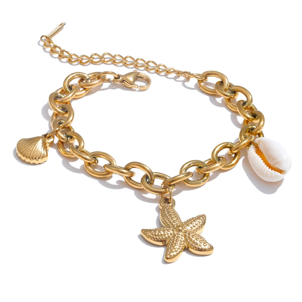 Ocean Starfish Shell Charm Necklace