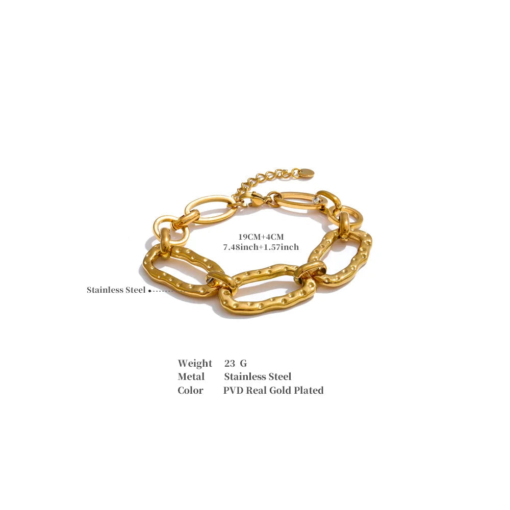 Waterproof Oval Link Gold Bracelet